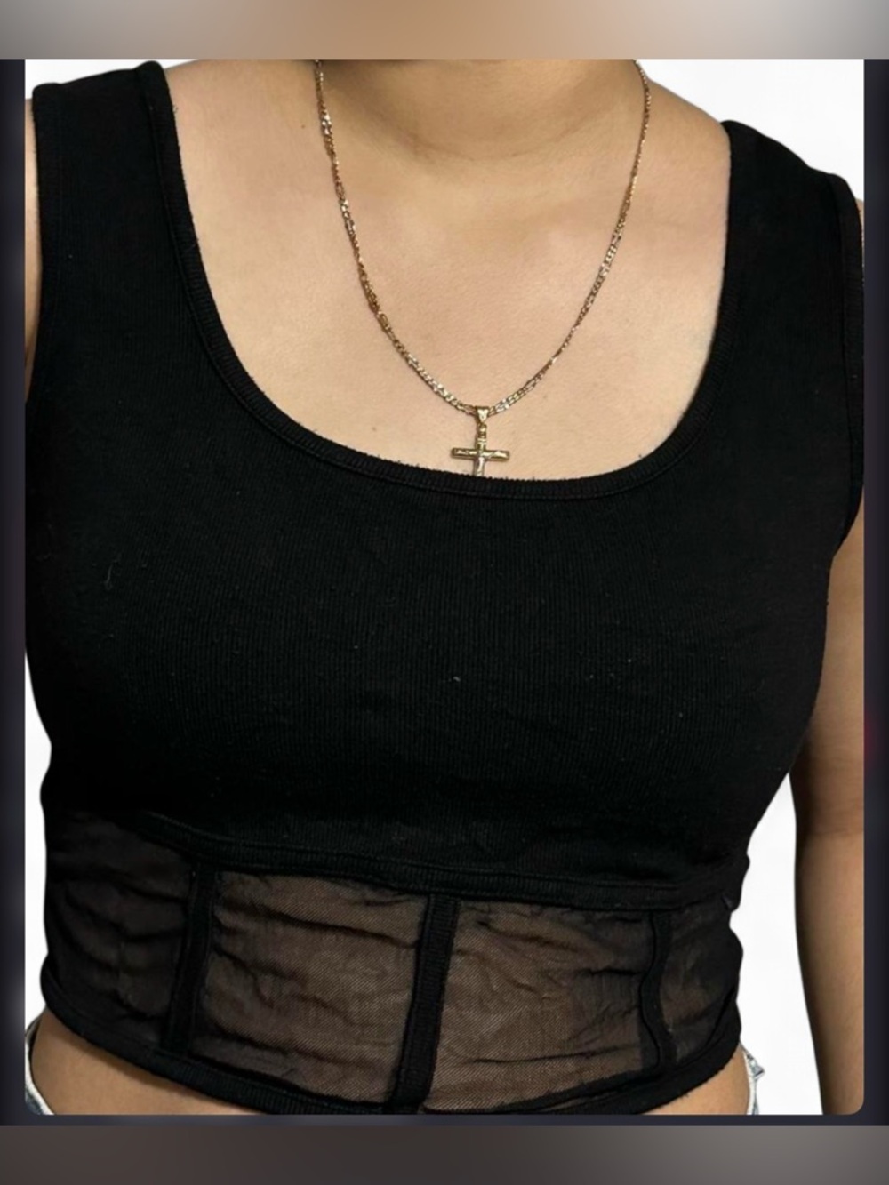 Windsor corset-style tank top sheer mesh